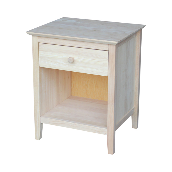 International Concepts Nightstand with 1 Drawer, Unfinished BD-8001